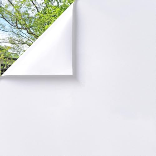 Fensterfolie Blickdicht Sichtschutzfolie Milchglasfolie Selbstklebend：Fenster UV-Schutz Statisch haftende Folie für Zuhause Büro(Weiß Matt, 90×200cm