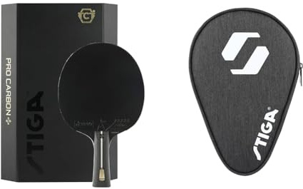 STIGA Pro Carbon + Profi Tischtennisschläger & Eco Rival Hülle für Tischtennisschläger, Tasche für 1 Tischtennisschläger aus Haltbarem, Recyceltem Kunststoff