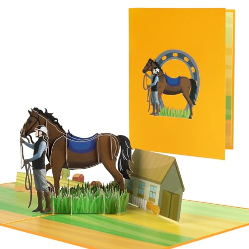 CNLITIHEKA Pferd Geburtstagskarte, Pferdesport Pop-up-Karte, Vatertag Karte, 3D-Pferde-Liebhaber-Karte, Pferdesport Geschenkkarte für Sohn, Papa, Ehemann, Freunde, alle Gelegenheiten. | Vatertagskarte, 3D-Pferdeliebhaber-Karte, Reiter-Geschenkkarte für Sohn, Vater, Ehemann, Freunde, alle Anlässe