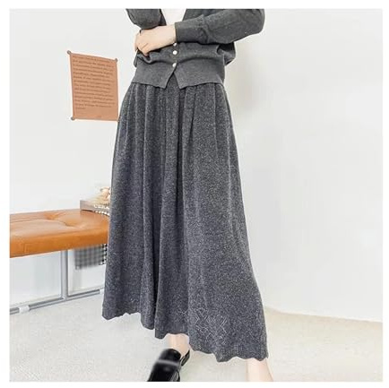 KLJUddGY Jupe Longue tricotée pour Femmes, Ample, Ligne a, Jupe Longue en Laine filante, Taille Haute, Ligne A, Hiver