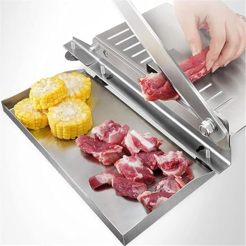 JeeKoudy Manual Bone Meat Cutter, Stainless Steel Ribs Meat Chopper, Meat Slicer Bone Cutter, Home Commercial Food Slicer Machine for Fish, Chicken, Beef, Meat, Vegetables & Deli
