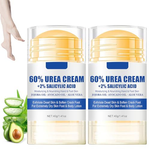 Vmxlso 2 Stück Hydrating and Anti-Cracking Foot Cream, 60% Urea Fusscreme, Fußcreme Trockene Füße, Fußpflegecremes Lindert extreme Trockenheit und Rissbildung der Füße, Feuchtigkeitsspendende