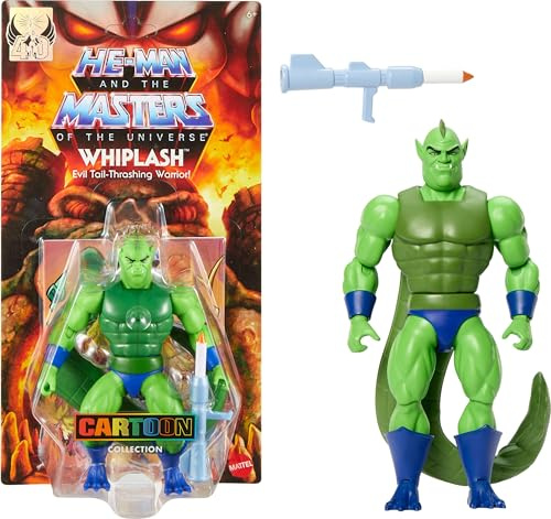 Masters of The Universe Origins Actionfigur Whiplash aus der Cartoon-Kollektion, ca. 14 cm groß, 1980er Motu TV Bösewicht mit Schwanz, detailreiches Design und Raketenwerfer, JBM95