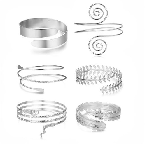 FDEETY Pulsera Mujer 6 Pcs Llamativos Aleación Serpiente Vintage Joyería de Boda ideales para Fiestas Festivales y Moda Diaria（Plata）