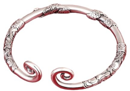 ZNEL Exquisite 999 Silber Armreifen mit komplizierten floralen Design - Zeitlose Eleganz für Männer und Frauen, Wahl, Tightening-Crown Spell