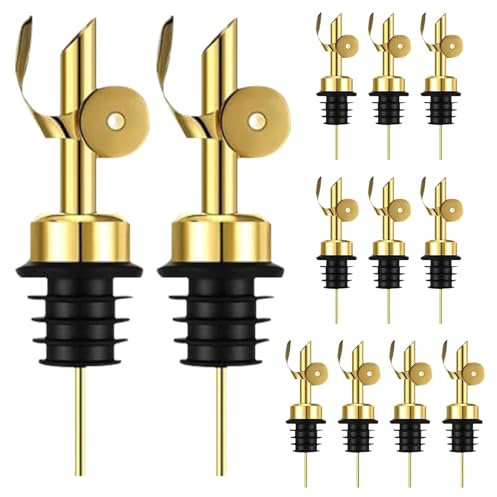 Ausgießer Ölflasche Ausgießer Olivenöl Ausgießer | 12x Likör Pourer - Ausgießen aus Edelstahl Olivenöl Verteilung Automatischer Verschluss für Küche Wein Sirup