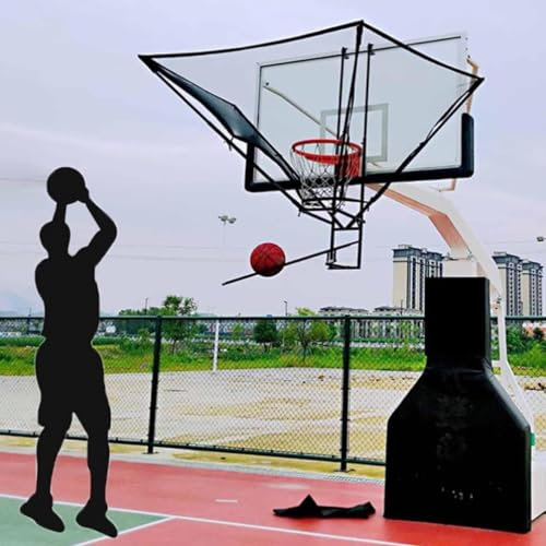 Wandmontierter Basketball Hoop Rebounder Basketball-Wurfrücklaufgerät, Hängender Basketball-Wurfrücklaufer, Aufhängbarer Basketball-Rebounder-Netzrücklaufaufsatz, 180 Grad drehbare Rutsche,