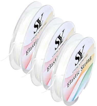 3 Rolls 0.8mm Elastic Bracelet String 10m Stretchy Elastic Cord Thread for Bracelet Jewellery Making (White)