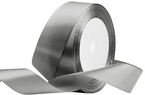 OUTPGAGA Grau Satinband 25mm x 22m Geschenkband für Hochzeit Basteln | Schleifenband für Geschenkverpackung Verzieren von Blumensträußen, Haarschmuck und Kleidung, Schleifen, Geburtstage