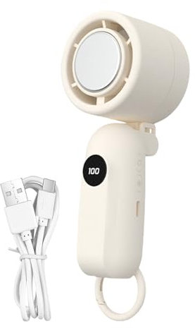 Uoqpty Ventilador de mano recargable – Ventilador personal eléctrico portátil de mano | Pantalla LED recargable por USB, silencioso 3 velocidades Cool Gadgets para viajes, camping, playa, al aire