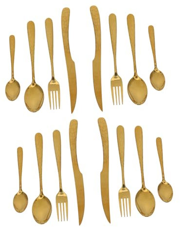Hemobllo 4ensembles Couverts Acier Inoxydable Pour Hôtel Set De Fourchettes Et Cuillères Vaisselle Occidentale Martelée Service De Table Pour Restaurants
