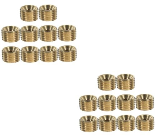 MAGICLULU 2 Sätze Kupfer Stecker Schlauch Adapter Rohrstopfen Npt-anschlüsse Rohrbeschläge Rohrverschraubungskappe Rohrendkappenbefestigung Wasserleitung Messing Gelb 10 Stück * 2