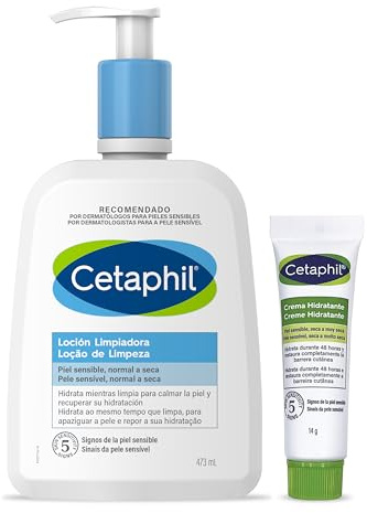 CETAPHIL Routine Sensitive Skin Care-Set, Gesichtsreinigungslotion, 470 ml + Mini-Feuchtigkeitscreme, 14 g