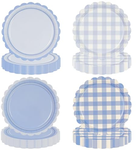 EVYIENEN 48 platos de papel desechable diseño de cuadro para fiestas de bebés, bodas y temáticas