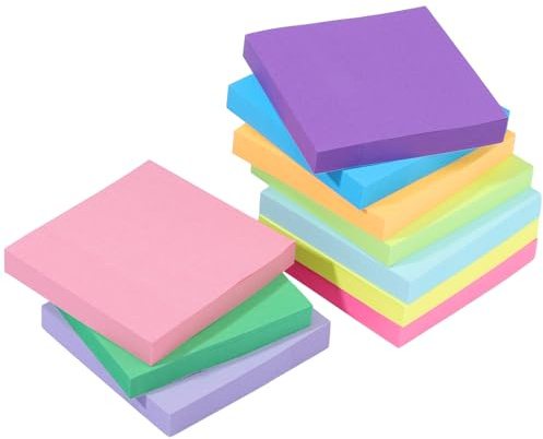 Haftnotizen 75 X 75 mm, 10 Farben, 1000 Blatt, Selbstklebend | 80 g/m² Papier, Gute Haftung, Rückstandsfrei Ablösbar, für Büro, Schule und Zuhause