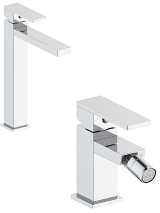 Set rubinetti miscelatori lavabo alto e bidet cromo - monocomando - Boleco