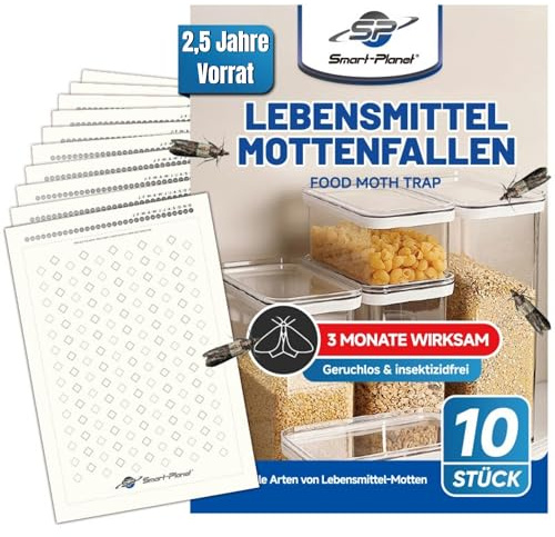Effektive Lebensmittel-Mottenfalle 2,5 Jahres Vorrat 10er Set Pheromonmottenfallen maximale Motten Lockwirkung insektizid- und giftfrei