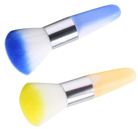AUTSUPPL 2pcs Nail Art Dust Brushes for Cleaning Nail Polish Remover Makeup Brush with Soft Bristles for Salon and Home Use Mixed Colors