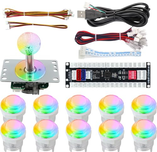 SJ@JX Controller arcade a tutti i pulsanti con encoder Raspberry Pi RP2040 con pulsante RGB, joystick per giochi di lotta a latenza ultra bassa per PC e Nintendo Switch