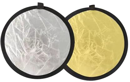 YWBL-WH Riflettore di Luce Fotografico da 30 Cm Disco da Studio Portatile Pieghevole per Fotografia all'aperto e all'interno (Argento e bianco)