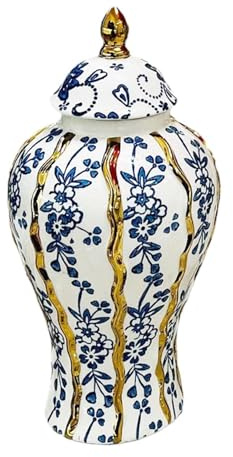 kesurpae Stylish Porcelain Ginger Jar With Lid Ceramic General Jar Organizing Pantry Staples And Spices Porcelain Ginger With Lid Ornament Chinese Containers Food Organizing Storage Flour Sugar