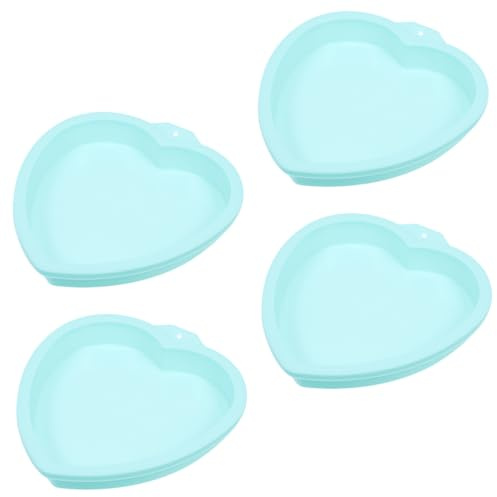 LALADEFIEE Stampi per Mousse Fai da Te e Tortiere a Forma di Cuore in Silicone Antiaderente, Set da 4 Pezzi 8 Pollici Verdi, per Dolci, Biscotti e Cioccolatini, Adatti a Cucina Domestica