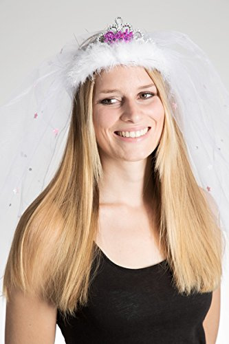Alandra Party FT-BTB/VS Blinkendes Diadem mit Schleier, Rose