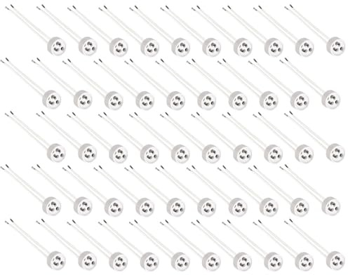 NCC-Licht 50 x GU10 Fassung mit 14cm Stromleitung 0.75mm², Keramiksockel für LED und Halogen, hitzebeständig