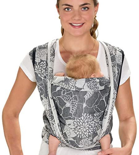 Hoppediz Tragetuch Baby – gewebtes Babytragetuch aus Baumwolle-Leinen-Mix – für Neugeborene ab Geburt bis Kleinkind – Florenz 4,60 m