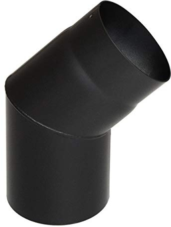 raik Rauchrohrbogen Ofenrohrbogen 45 Grad mit 180 mm Durchmesser aus 2 mm Stahlblech in Schwarz mit eingebrannter Senotherm Beschichtung für Festbrennstofföfen