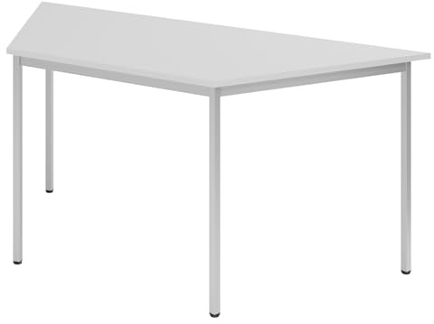 bümö Trapez-Tisch, Multifunktionstisch 160 x 69 cm in grau - Besprechungstisch, Konferenztisch, Meetingtisch, Mehrzwecktisch, Pausentisch für Besprechungsraum, Meetingraum