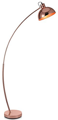 Lampadaire Arco Métal Arc Lampe De Sol Sur Pied Abat-jour Rose Doré VN-L00025-EU