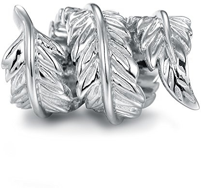 CHAMOON® Feder Charm-Anhänger Feather 925 Sterling Silber Lederarmband Damen