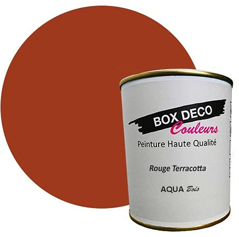 BOX DECO COULEURS Peinture bois intérieur extérieur à base d'acrylique aspect velours-satin Aqua Bois - 750ml, Rouge Terracotta
