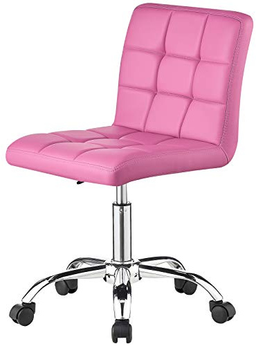 Charles Jacobs Swivel Office Chair/Stool With Adjustable Height and Ultra Padded Design for Comfort (Pink)