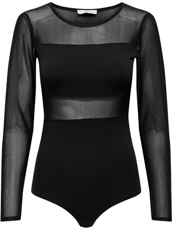 Only Body da Donna Onlesther L/S Mesh Bodystocking Jrs, Nero, XS
