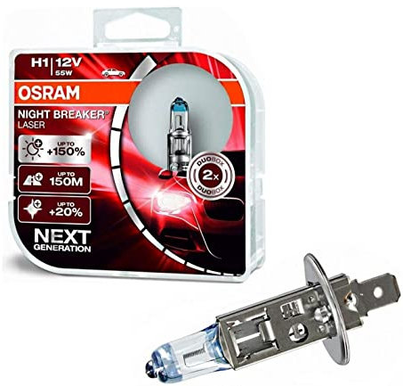 2x Osra.m H1 55W 12V Night Breaker Laser Next Generation 64150NL-HCB hell Weiß Ersatz Scheinwerfer Halogen Auto Lampe - E-geprüft