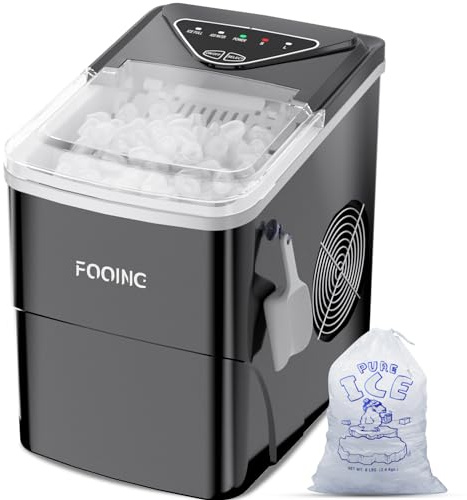 Ice Maker Machine Countertop Ice Machine, Self-Cleaning Ice Maker, 9 Cubes Ready in 6 Mins, 26lbs in 24Hrs Portable Ice Cube Maker Machine for Home/Kitchen/Office/Bar, Black