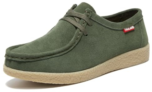 TRULAND Zapatos Mocasines Wallabees Mujer con Cordones, Piel de Ante