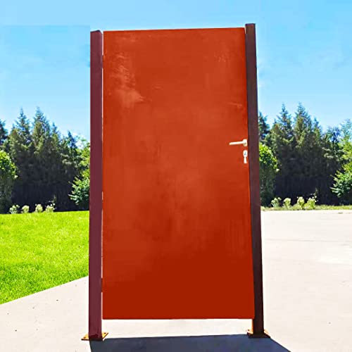 Sample1 Patina Garden Gate Metal 1.2 mm Handmade Including Door Lock (Stainless Steel Material) Including Posts L100 H 180 cm DIN Left Handmade