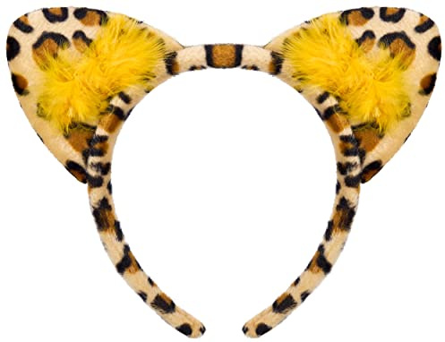 Balinco Leopard Haarreif Plüschohren | Haarreifen | Leo Headband | Haarschmuck Katze | Katzen Stirnband | Cat Headwear | Karneval, Fasching, Halloween