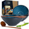 Moritz & Moritz SOLID 4x Ramen Schüssel Keramik - 800 bis 1300ml - 24 cm Ø - Blaues Ramen Bowl Set für 4 Personen - Für Suppe, Pho Bowl und Sushi Bowl - Inkl. Stäbchen und Löffel