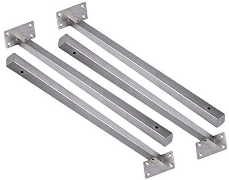 4 Stück Edelstahl Silber Regalhalterungen Industrielle Regalwinkel Schwerlast Regalträger Quadratische Rohre Wandkonsole, mit Schraube