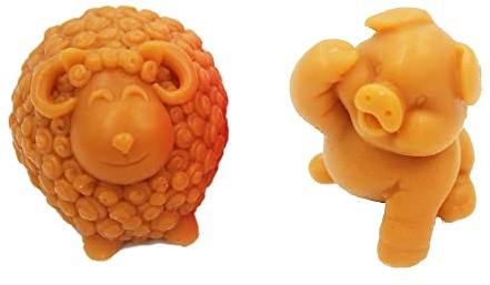 LC 2 Stück Silikon-Seifenformen, Schaf und Schweine, Silikonform, Seifenform, Kuchenform, Kuchenform, Kerzenform