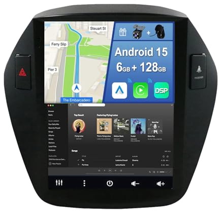 YUNTX [6GB+128GB] Android 15 Autoradio per Hyundai Tucson IX35(2009-2015)-[Incorporato Carplay/Android Auto/DSP/GPS]-9.7 pollici IPS Touchscreen-CAM+MIC-DAB/MirrorLink/Controllo del volante/BT 5.0