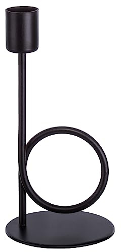 Brandsseller Kerzenständer Metall Schwarz 19 cm Kerzenhalter Kerzenleuchter für Stabkerzen Design Gedreht
