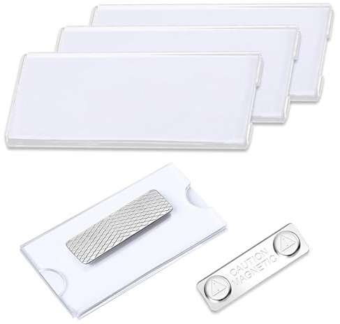 Paquete De 3 Placas De IdentificacióN MagnéTicas Imanes Placas De IdentificacióN Etiquetas MagnéTicas Para Nombre De Puntos Para El Trabajo, La Escuela (Transparente, 75 X 40 Mm)
