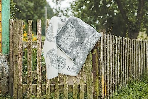 Ger3as Babydecke Wolldecke Plaid 90 x 130 cm Warme Decke aus Schafwolle Decke Kuscheldecke Wolle Überwurf, Plaid oder Kuscheldecke für Sofa (schafsgrau)