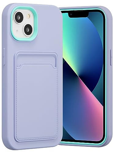 ZCDAYE Case for iPhone 13, Soft Silicone Phone Case with Card Holder, Silky Touch Slim Protective Phone Cover for iPhone 13 (6.1 inch), Purple