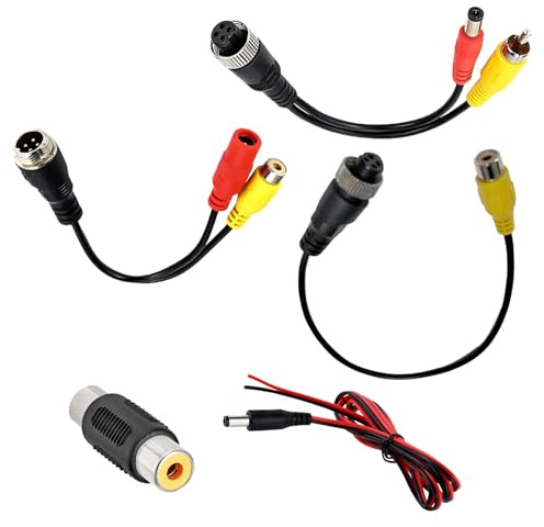 VOJKOREL 4-Pin to RCA Female to RCA Male Adapter 4-Pin Male to AV Female Adapter + DC for Car Camera